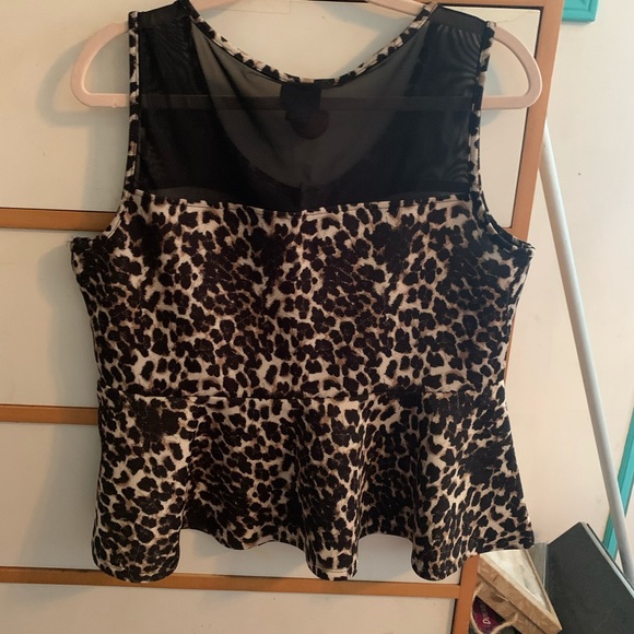 Dots Leopard Print Peplum Top Sz XL - Picture 3 of 4